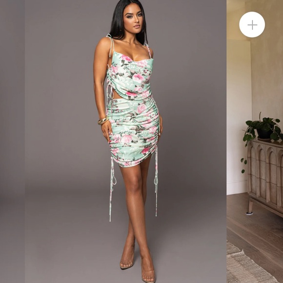 Milan Adjustable Side Rouche Floral Skirt Set - Picture 3 of 9